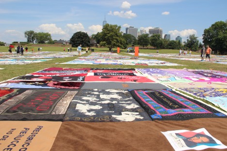 A part of the AIDS Memorial Quilt was exhibited on Governors Island. Image courtesy of the Trust. 